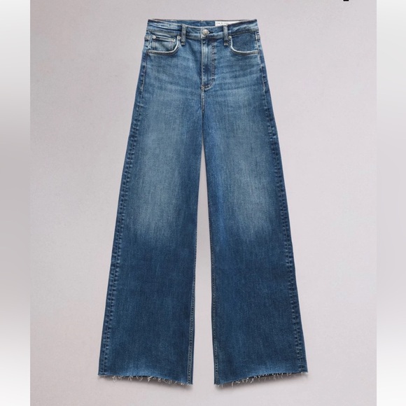 Rag & Bone Sophie High-Rise Full Length Ultra Wide Denim. Color - Willow